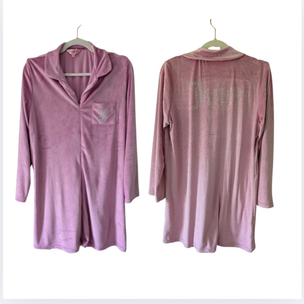 JUICY COUTURE Robe Women's Medium  Rhinestone Logo Sleepwear Plush Soft Logo